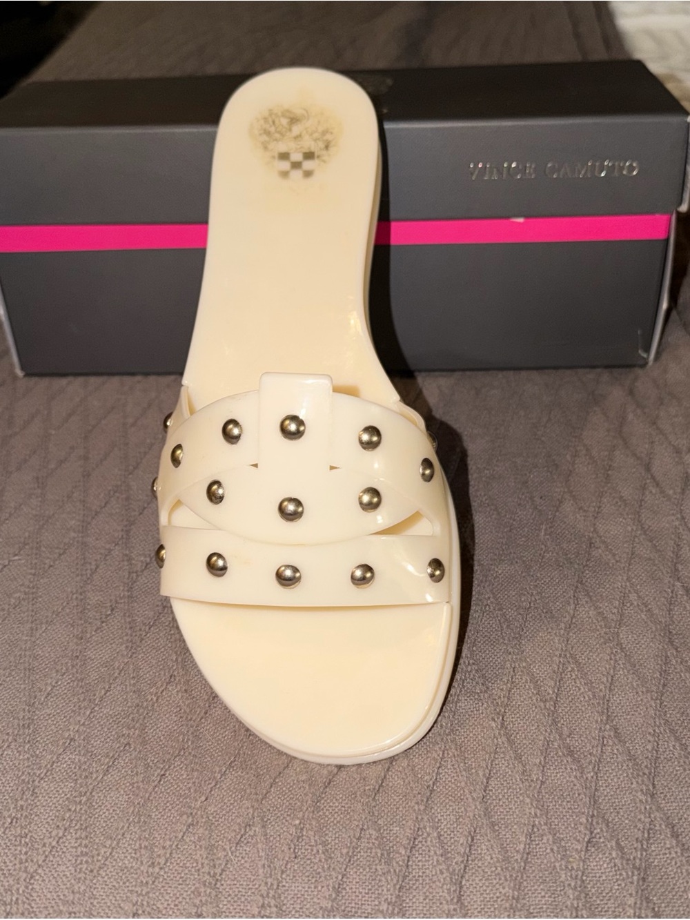 Vince Camuto Cream Studded Slide Mule